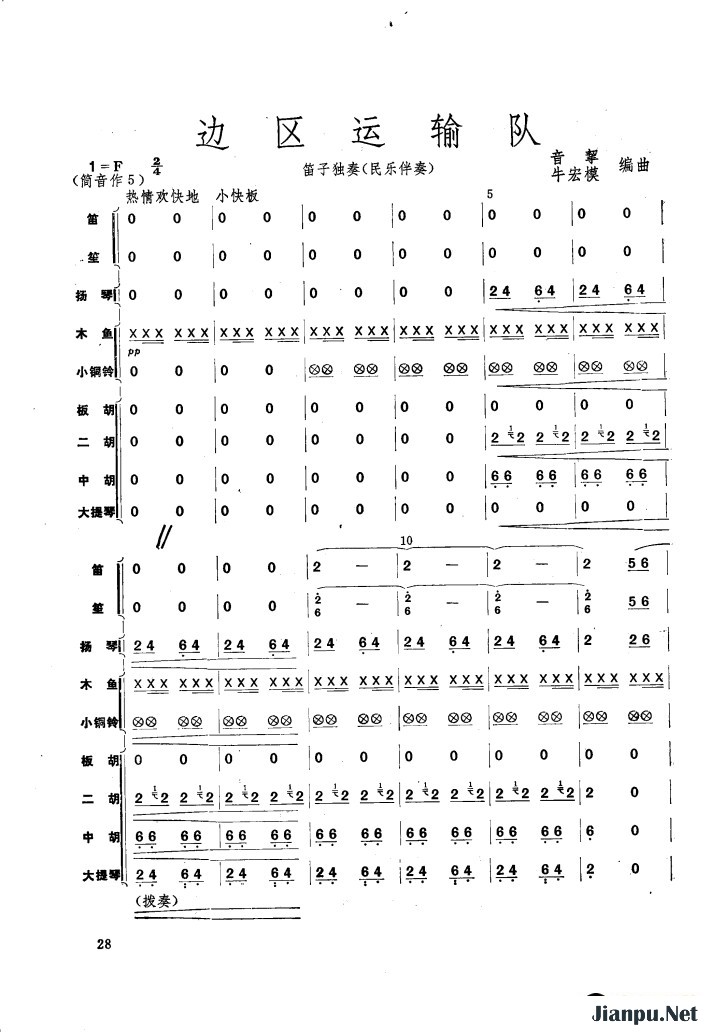 歌曲边区运输队的简谱歌谱下载